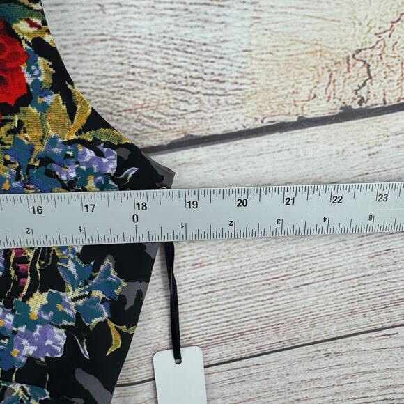 Nicole Miller Studio Floral Sleeveless Blouse Womens Large Gray Multicolor NEW - Picture 8 of 9